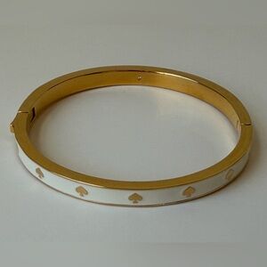 Kate Spade Spot The Spade Enamel Hinged Bangle Bracelet - White